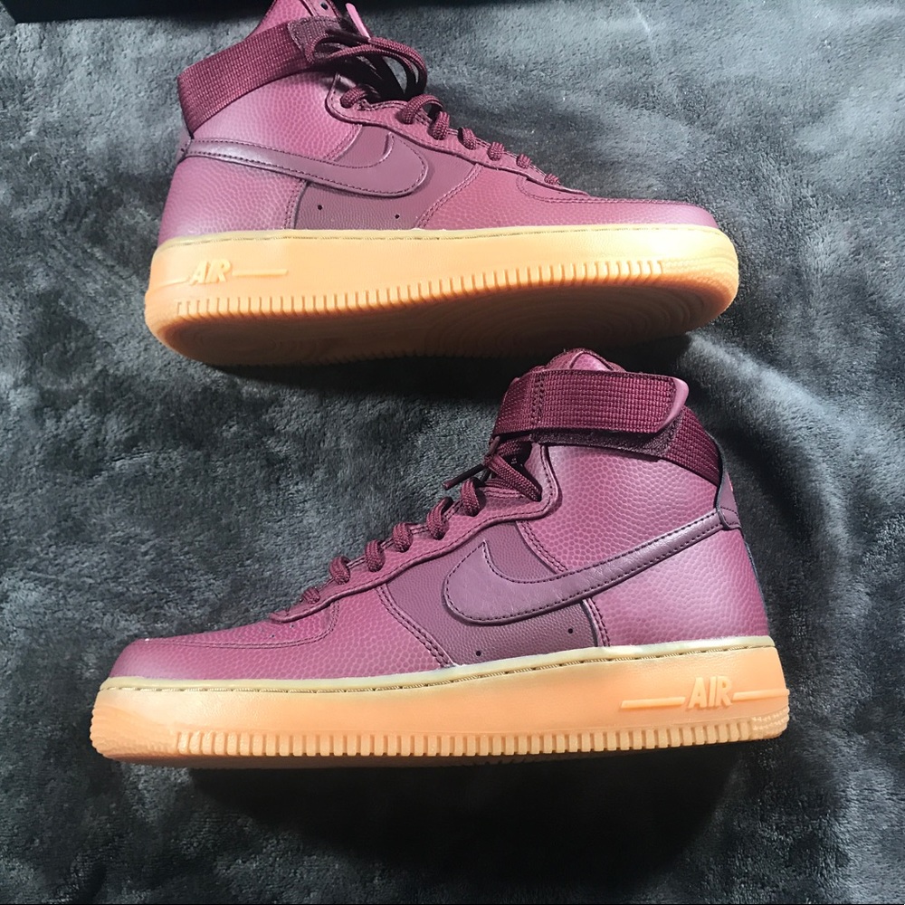 Red maroon Air Force ones high top